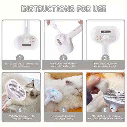 Self-Cleaning Spray Cat Brush for Shedding
