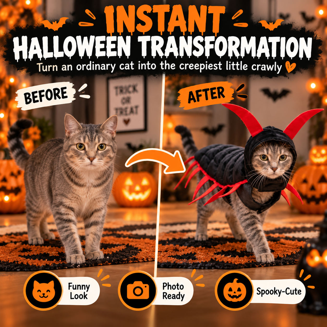 Halloween Cat And Centipede Costume