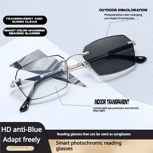 All-Black Progressive Reading Glasses for Seniors Auto-Adjusting Lenses • Clear Indoors & Outdoors • UV & Blue Light Protection
