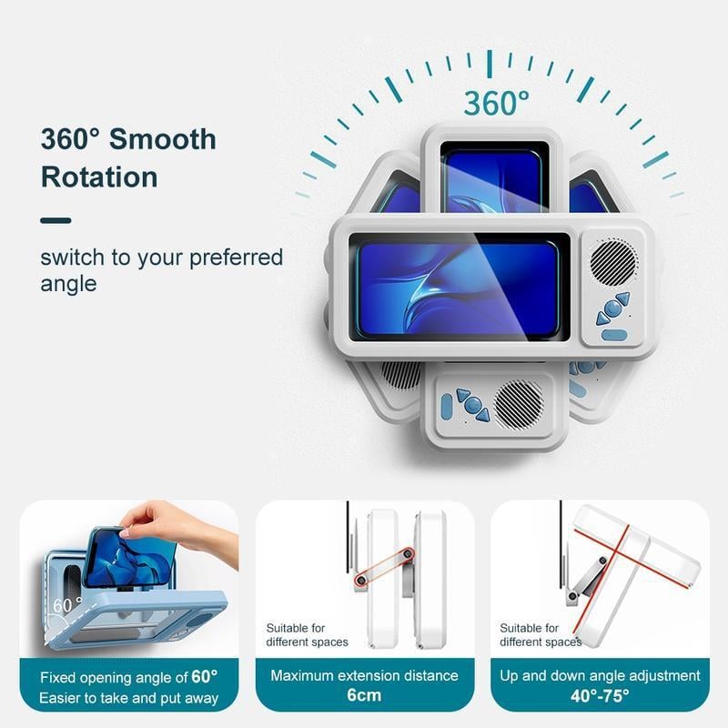 Waterproof Shower Phone Holder with Bluetooth Speaker