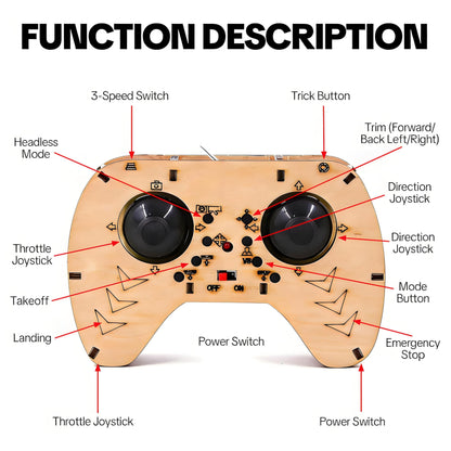 🔥Top Gift 2026 🎁 DIY Wooden Drone Assembly Kit, 2.4GHz RC Quadcopter with 360° Flip, Emergency Stop & Beginner Friendly Controls, STEM Building Toy for Teens & Adults