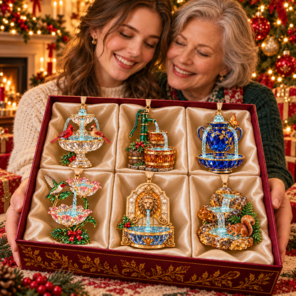 Vintage Crystal Fountain Christmas Ornaments – 6-Piece Enchanted Water Fountain Collection | Elegant Holiday Decorations & Unique Christmas Gifts 🎄✨