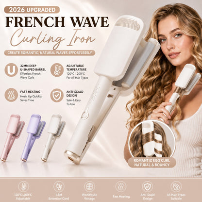 🌸✨ LIMITED-TIME 50% OFF! ✨ 32MM Wavy Hair Curler – Big Bouncy Curls, 4 Adjustable Heat Settings & Negative Ion Care – Salon-Quality Styling at Home 💇‍♀️