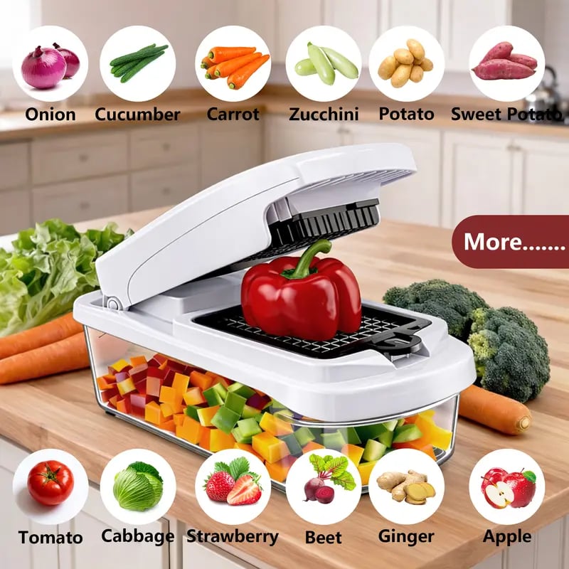 49% OFF This Week Promotions🥕🥕15-in-1 Vegetable Chopper- Multifunctional Food Chopper,Professional Onion Chopper with 8 Blades✨