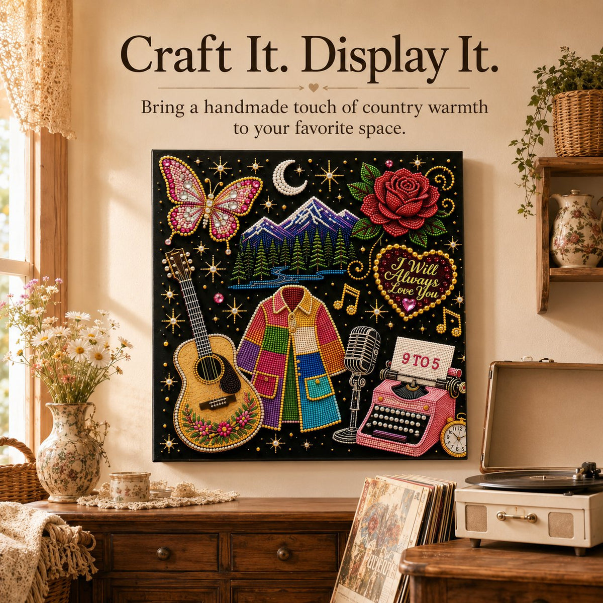 🎤 Premium 3D Pearl Dolly Country Music Tribute Art Kit | Luxury Flocked Canvas with Scratch-Resistant Non-Fading Acrylic Resin Pearls & Faceted Drills DIY Keepsake Decor 💎✨