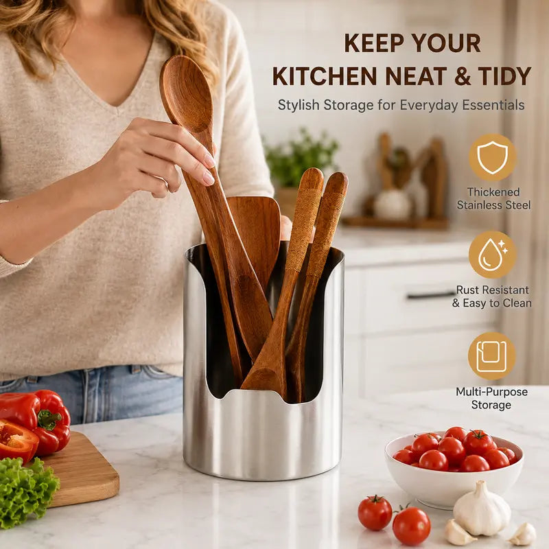 🍳 Stainless Steel Utensil & Lid Organizer