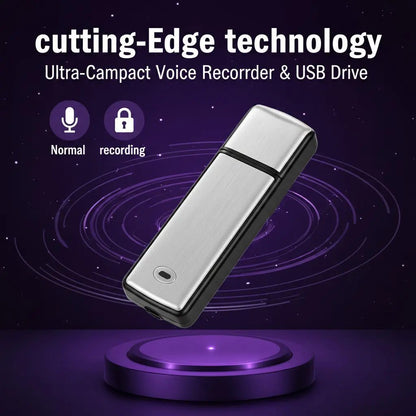 2-in-1 USB Flash Drive Voice Recorder with Noise Reduction & Auto-Save