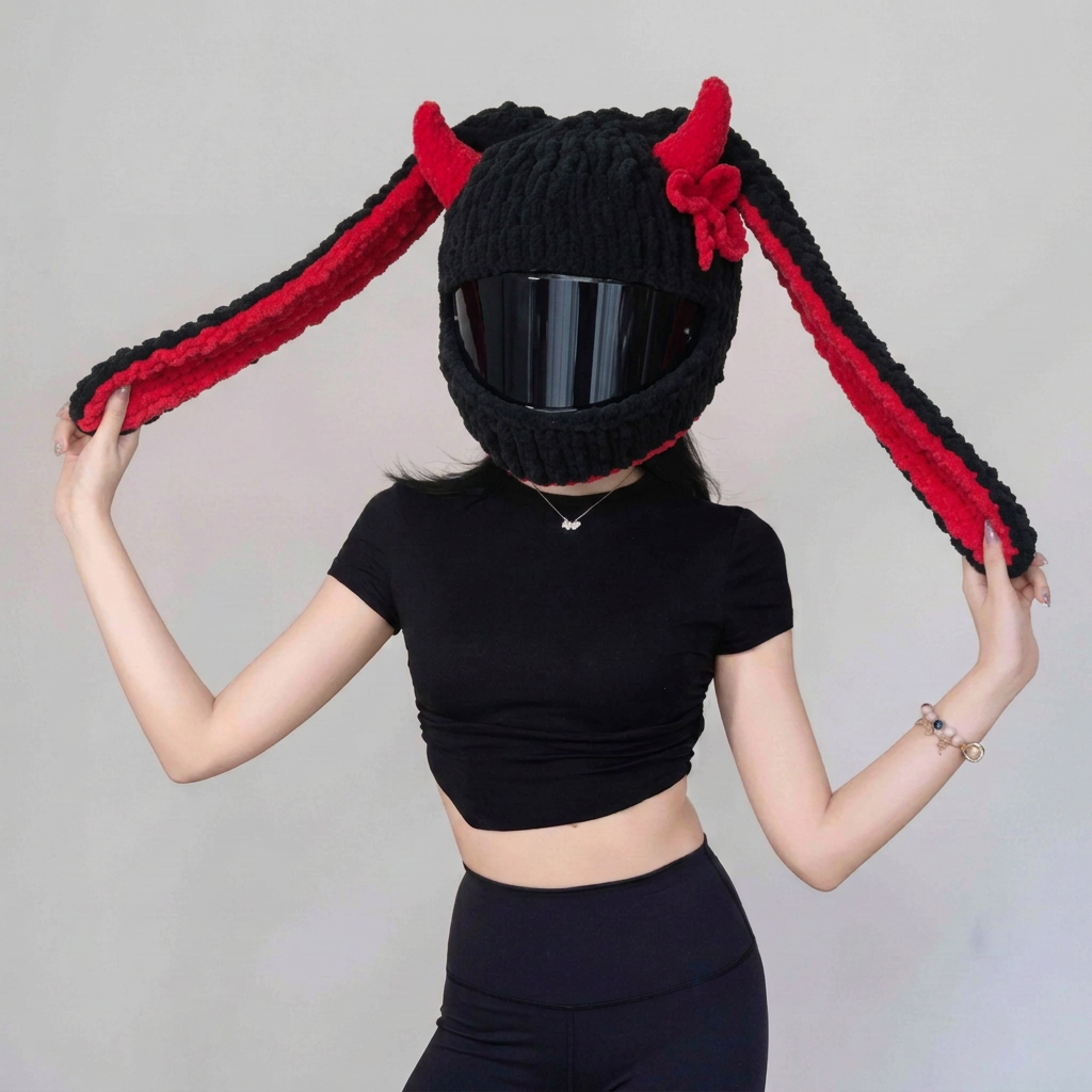 🧶 50% OFF Handmade Knitted Motorcycle Helmet Cover – Fun Cozy Helmet Sweater