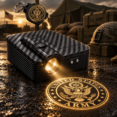 Make every time you open the door more personalized with military-style door projection lights.