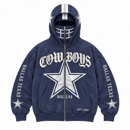🏈 2-in-1 Football Zip Hoodie – Full-Zip Helmet Hood & Oversized Fit🏆