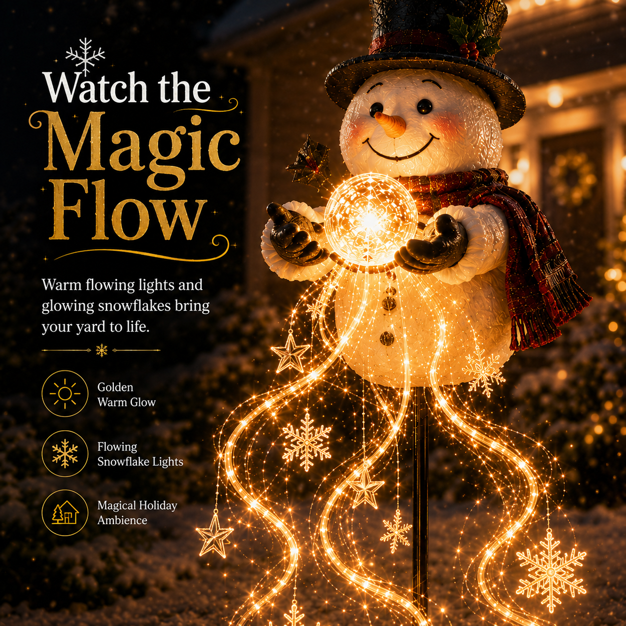 Snowman Magic Fountain™ | Flowing Snowflake Christmas Garden Light ❄️