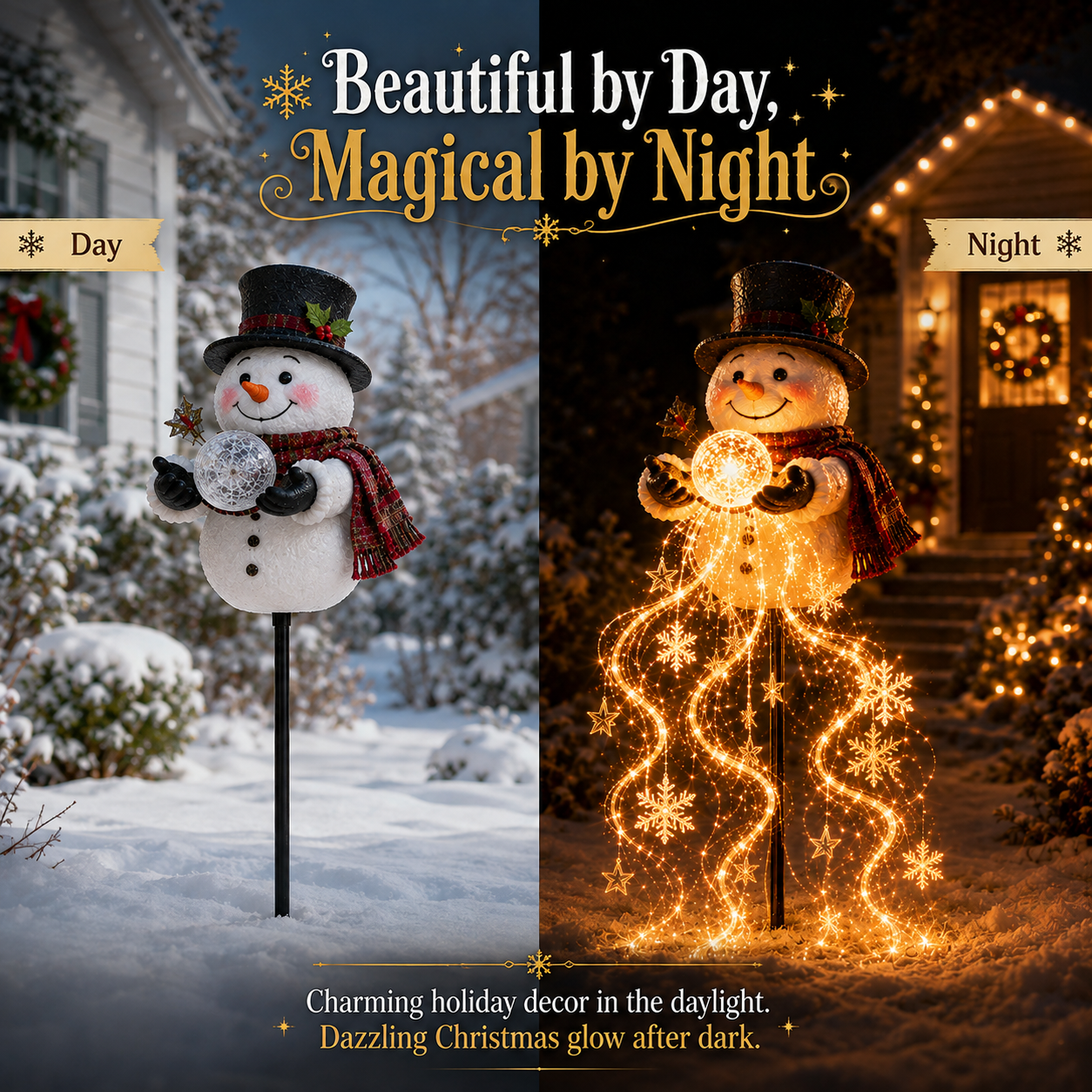 Snowman Magic Fountain™ | Flowing Snowflake Christmas Garden Light ❄️