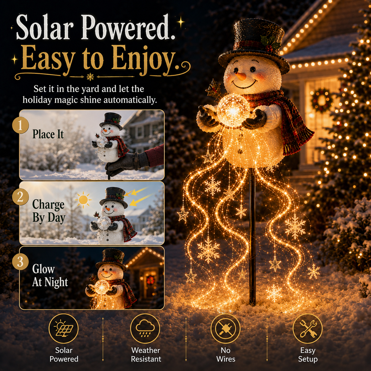 Snowman Magic Fountain™ | Flowing Snowflake Christmas Garden Light ❄️