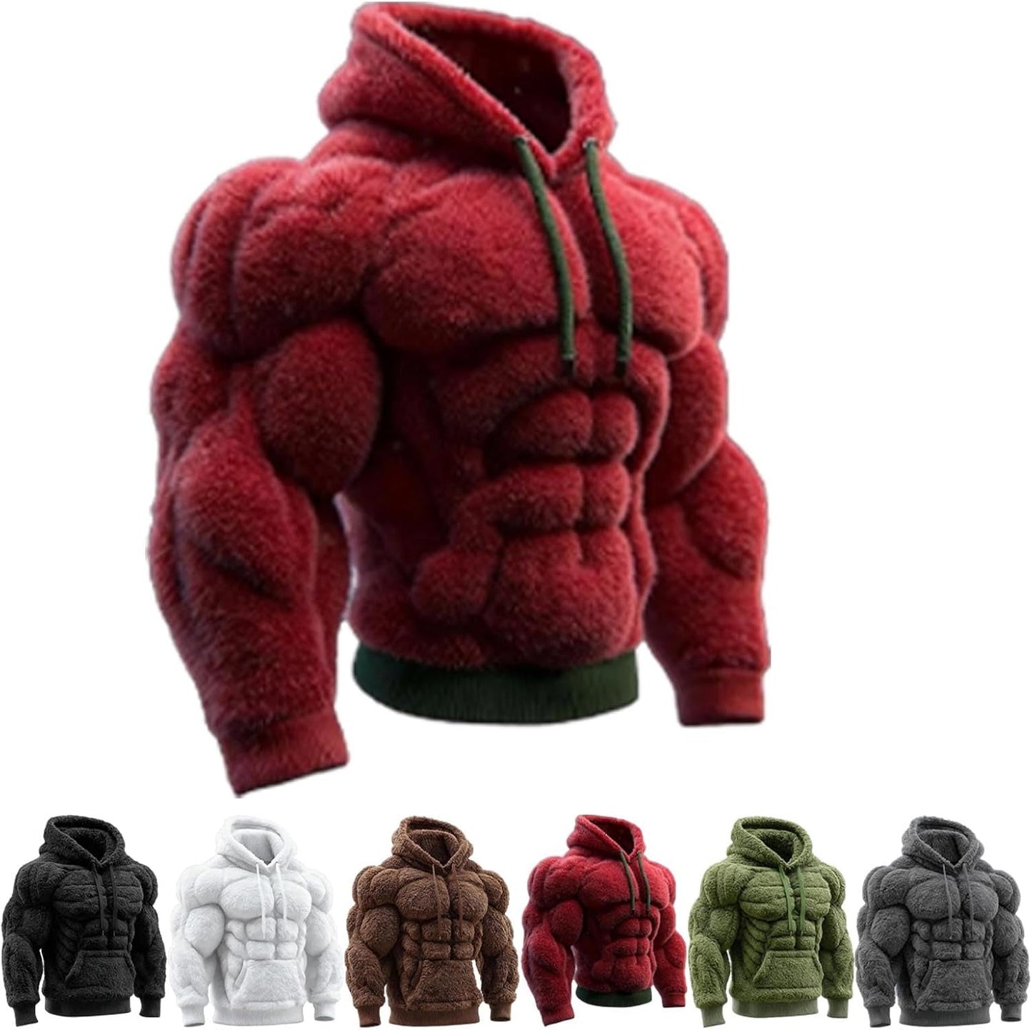 Line Art Flannel Warm Men's Hooded Sweatshirt