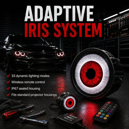 Demon Eye RGB Headlight Kit – Animated Iris Car Lighting Upgrade