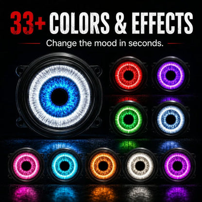 Demon Eye RGB Headlight Kit – Animated Iris Car Lighting Upgrade