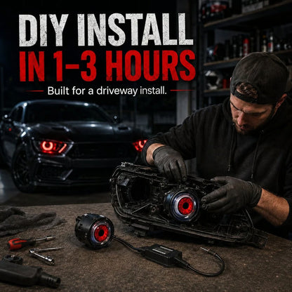 Demon Eye RGB Headlight Kit – Animated Iris Car Lighting Upgrade
