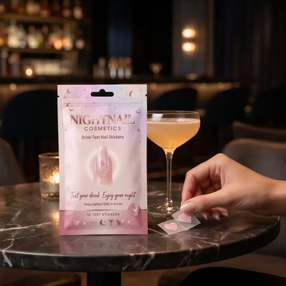 💗 Discreet Drink Test Nail Stickers – Heart-Shaped GHB Detection Stickers for Women's Night Out Safety ✨