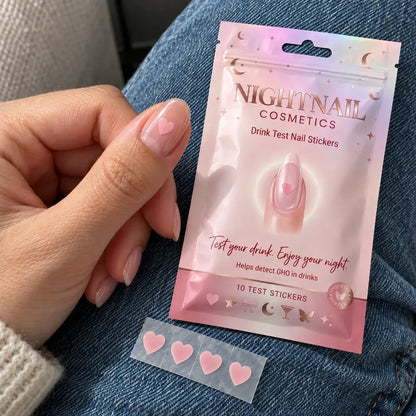 💗 Discreet Drink Test Nail Stickers – Heart-Shaped GHB Detection Stickers for Women's Night Out Safety ✨