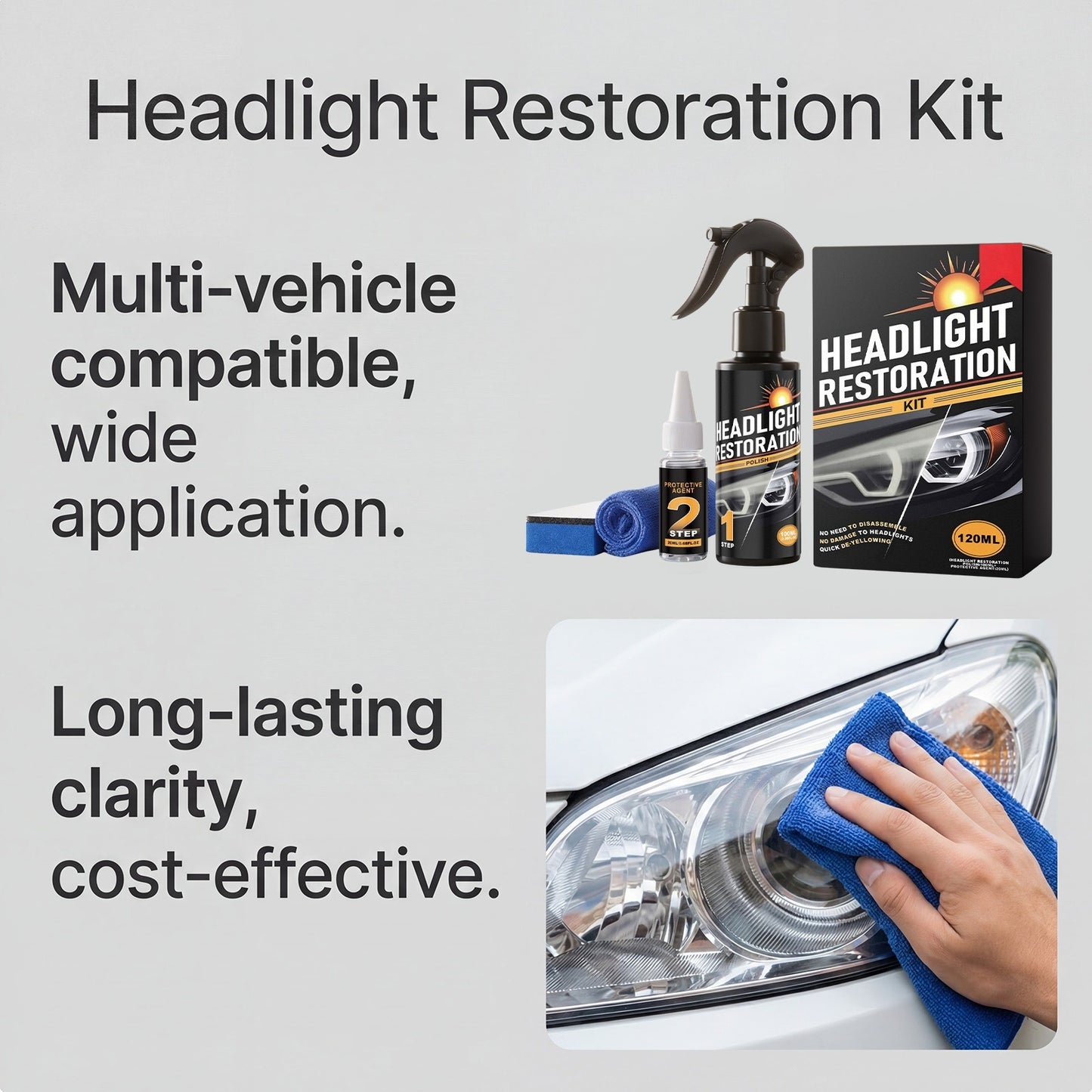 🔥Last Day 49% OFF - Car Headlight Restoration Kit