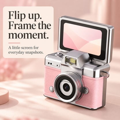 📸 Mini Keychain Digital Camera with Flip-Up Screen
