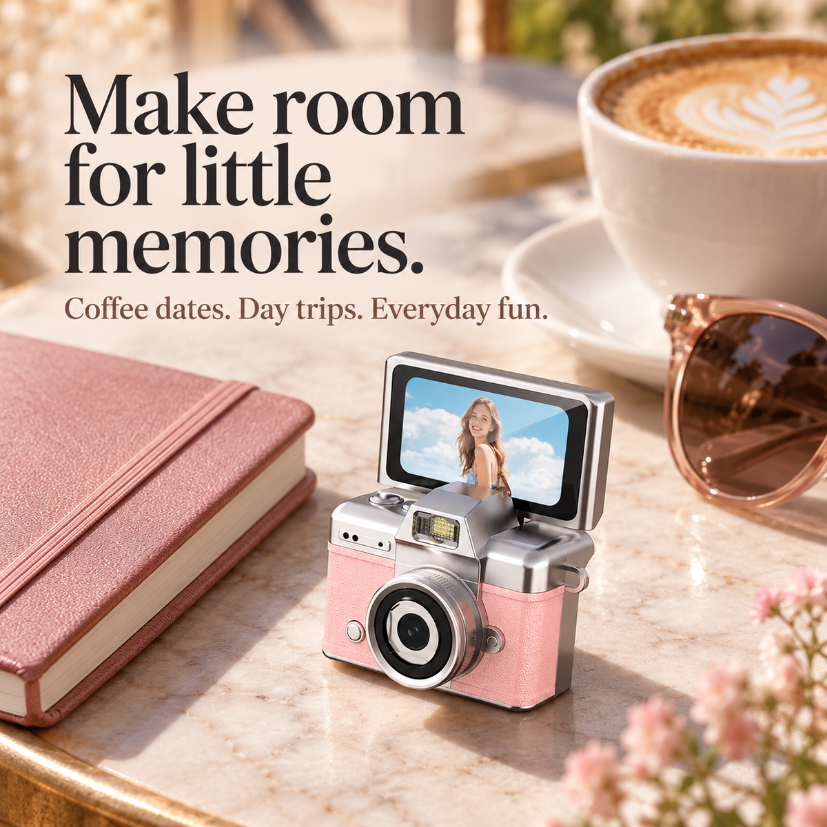 📸 Mini Keychain Digital Camera with Flip-Up Screen