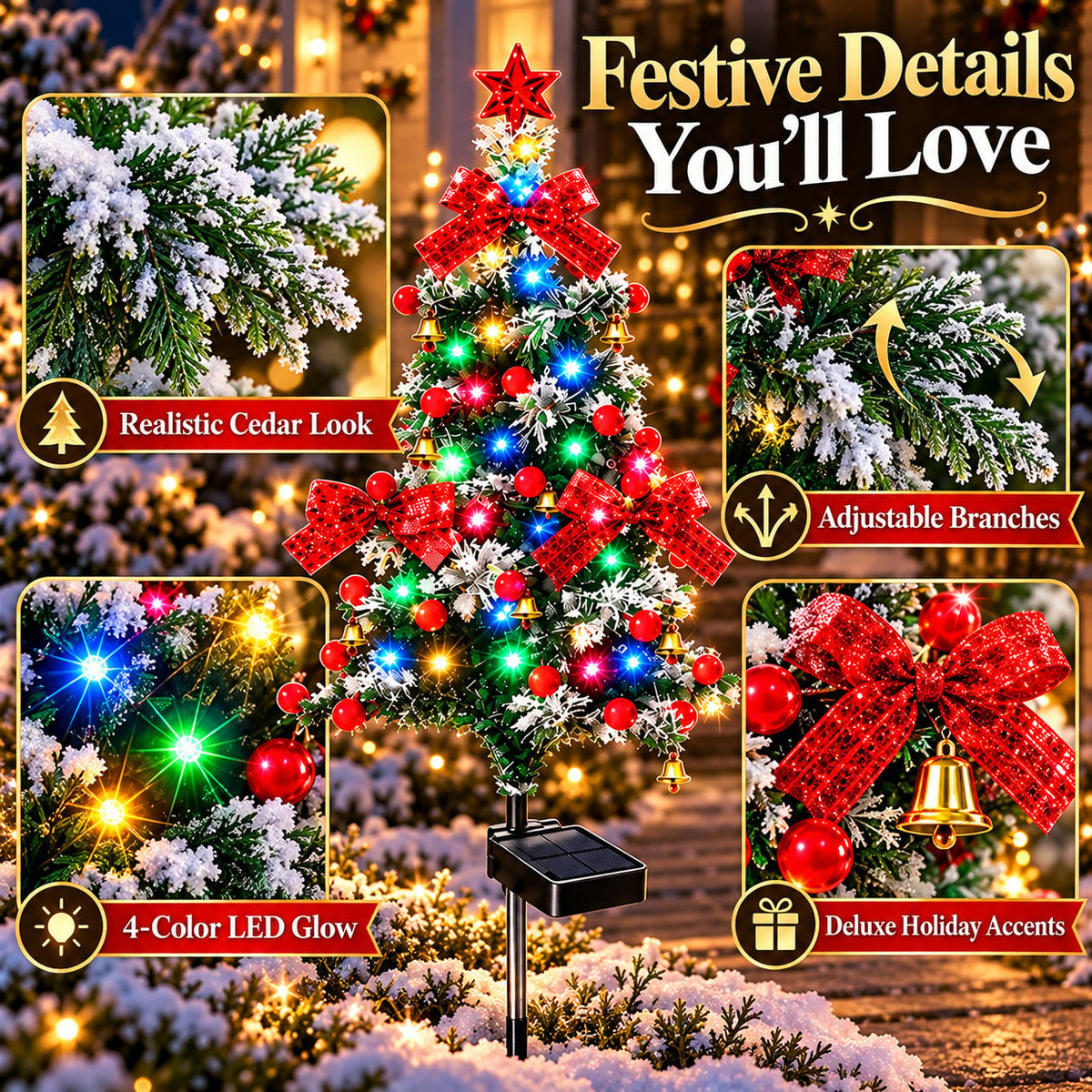 🔥Solar Cedar Christmas Tree Lights | Festive Outdoor Holiday Decor