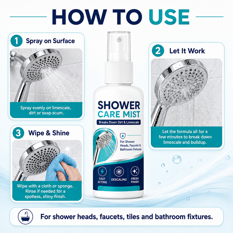🚿✨Fast-Acting Shower Limescale Remover Spray – Dissolves stubborn mineral deposits & hard water stains. just spray & wipe! 🧼💪