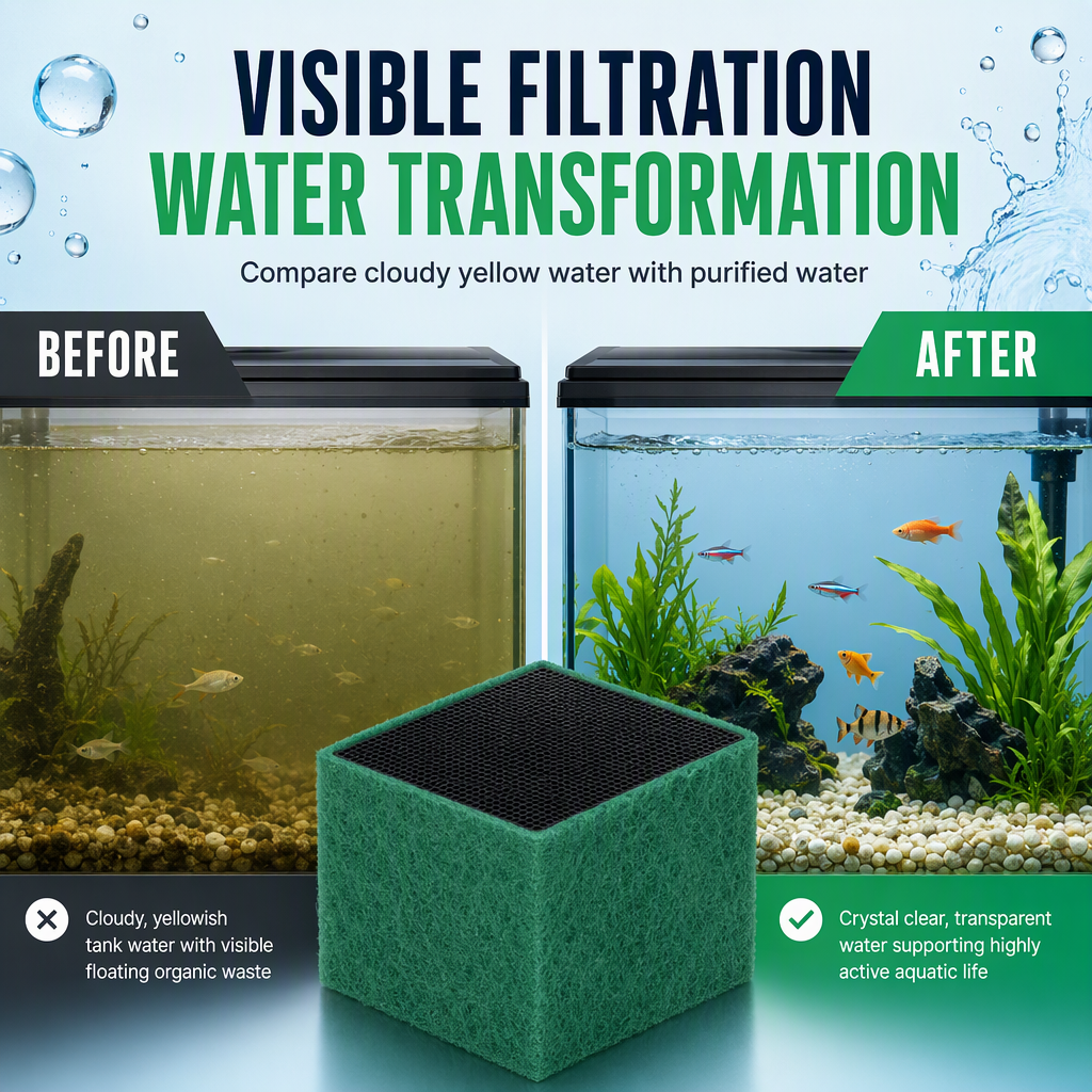 🐠 Activated Carbon Aquarium Filter Cube Block - Water Clarifier & Purifier 🧪
